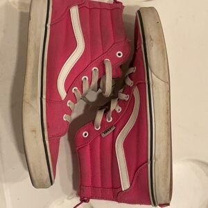 Vans Pink and White High-Top Sneakers
